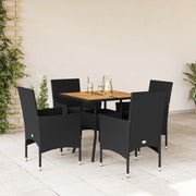 Loungeset 5-delig poly rattan acaciahout zwart