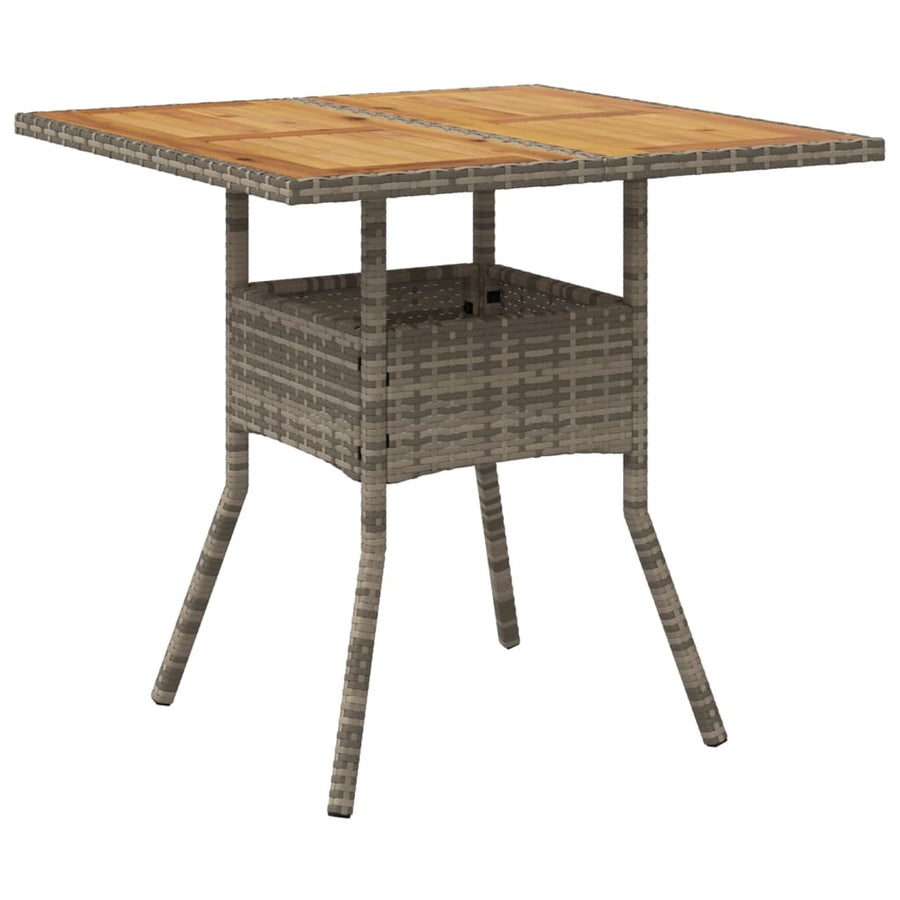 5-delige Loungeset met kussens poly rattan en acaciahout grijs