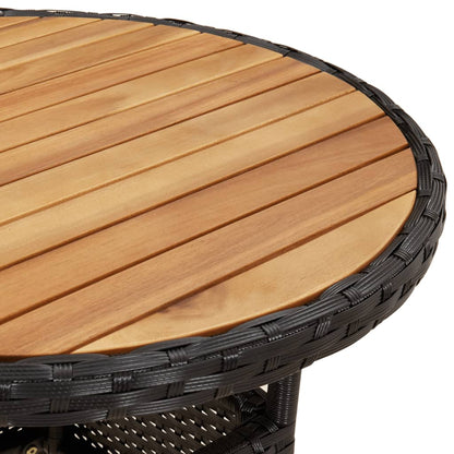 5-delige Loungeset met kussens poly rattan en acaciahout zwart
