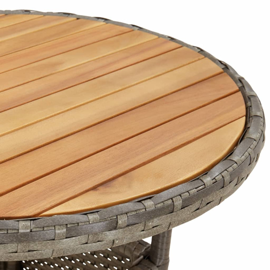 5-delige Loungeset met kussens poly rattan en acaciahout grijs