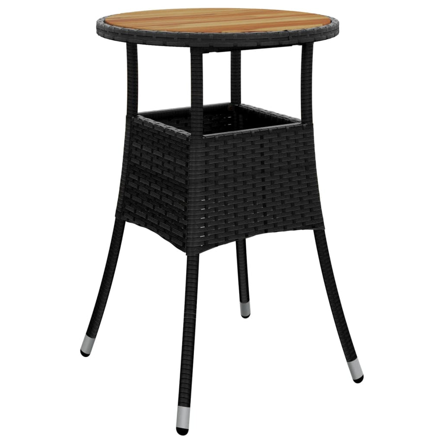 3-delige Tuinset met kussens poly rattan en acaciahout zwart