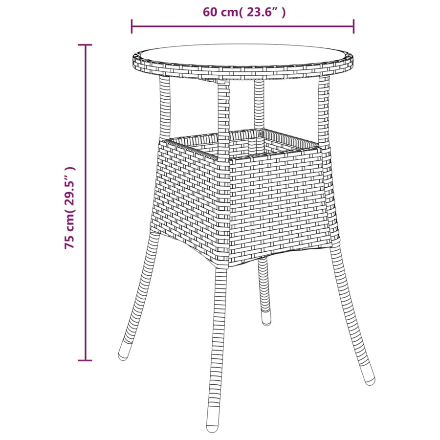 3-delige Tuinset met kussens poly rattan en acaciahout zwart