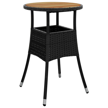 3-delige Tuinset met kussens poly rattan en acaciahout zwart