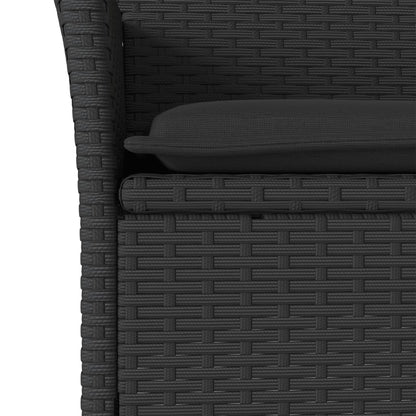 3-delige Tuinset met kussens poly rattan en acaciahout zwart
