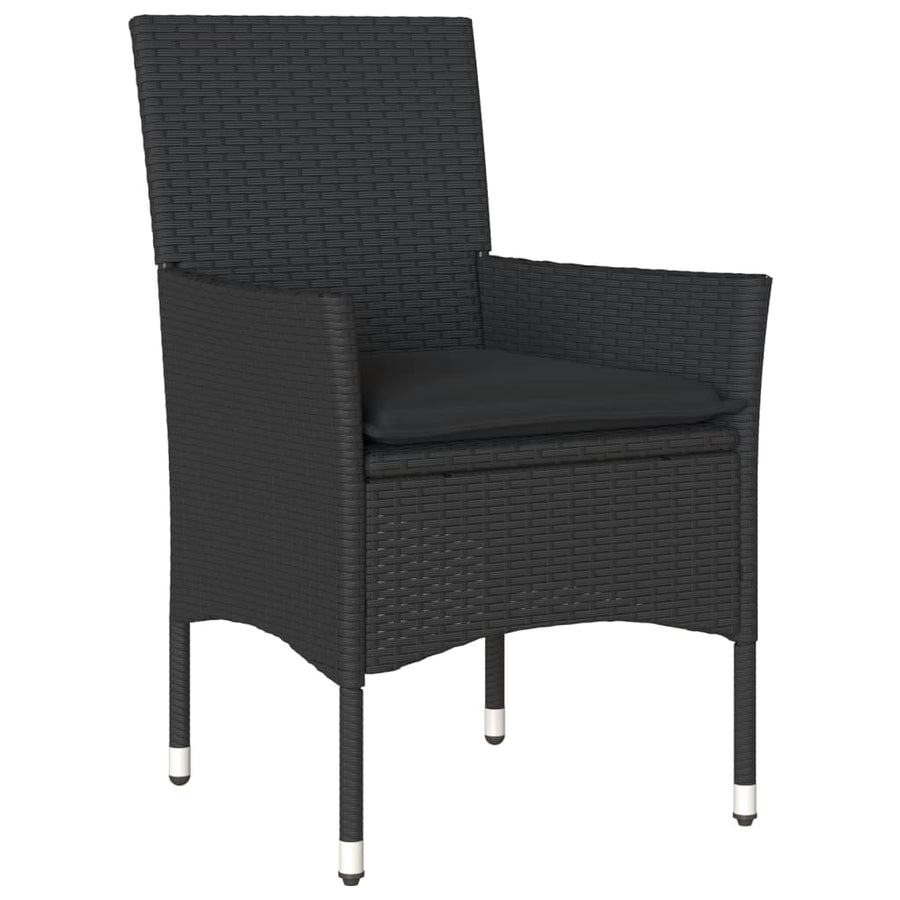 5-delige Loungeset met kussens poly rattan en acaciahout zwart