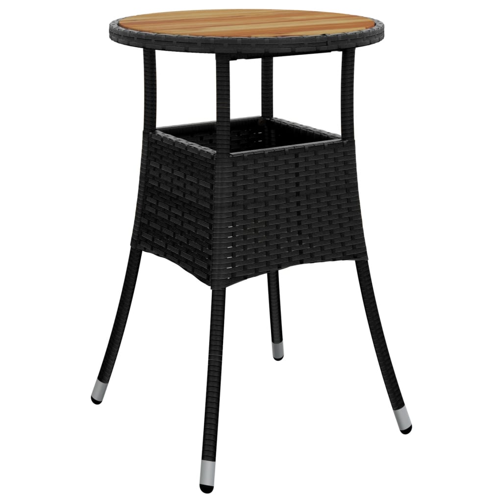 5-delige Loungeset met kussens poly rattan en acaciahout zwart
