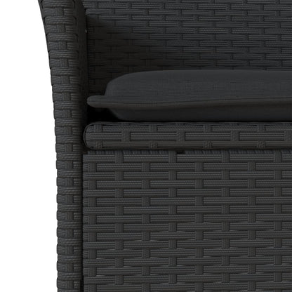 5-delige Loungeset met kussens poly rattan en acaciahout zwart