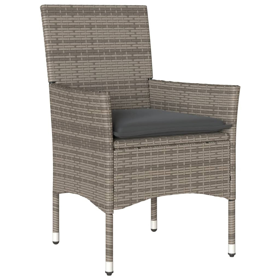5-delige Loungeset met kussens poly rattan en acaciahout grijs