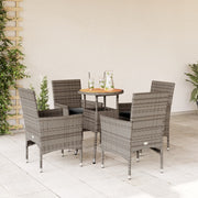 Loungeset 5-delig poly rattan acaciahout grijs