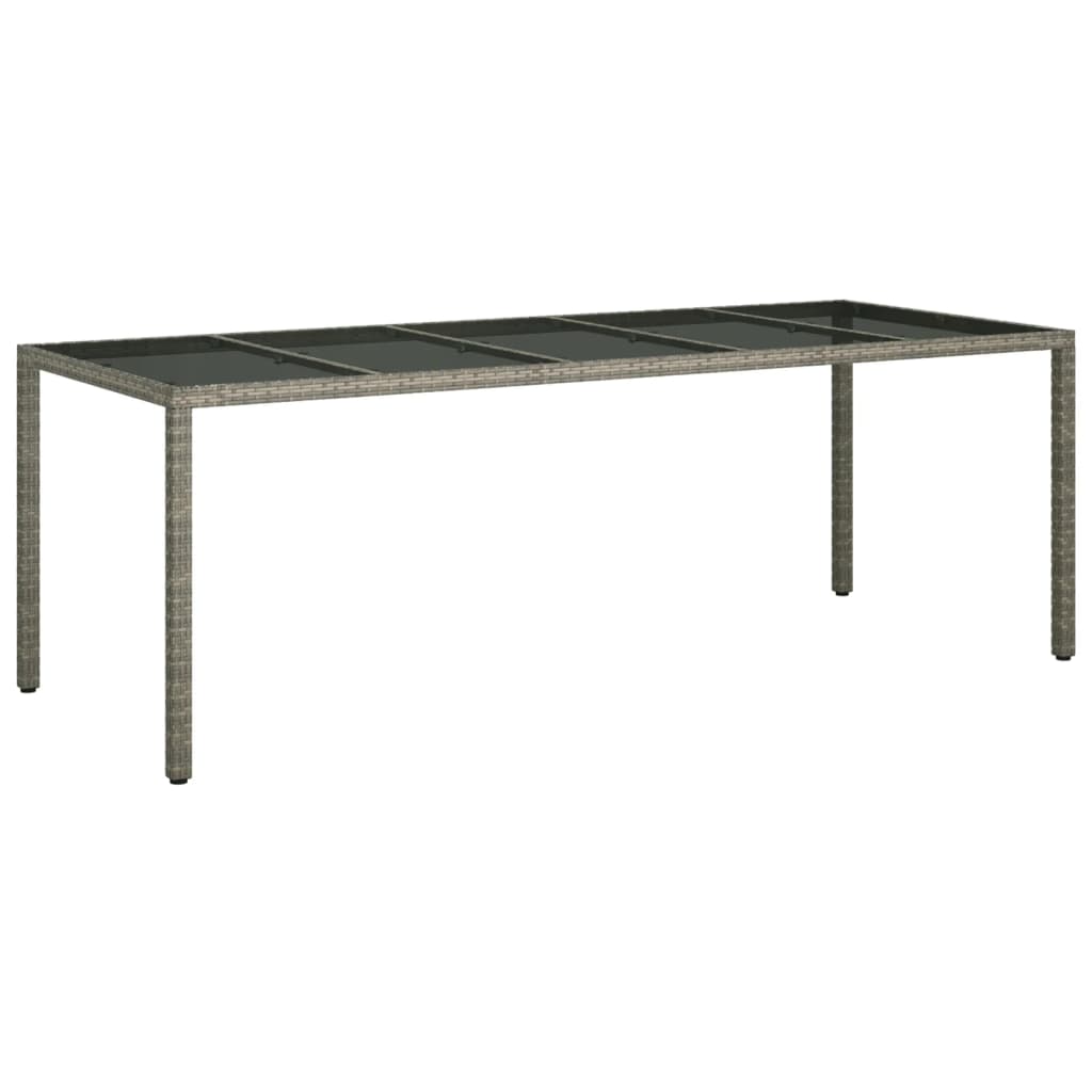 9-delige Tuinset met kussens poly rattan en glas grijs