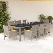 Tuinset 9-delig poly rattan grijs met kussens