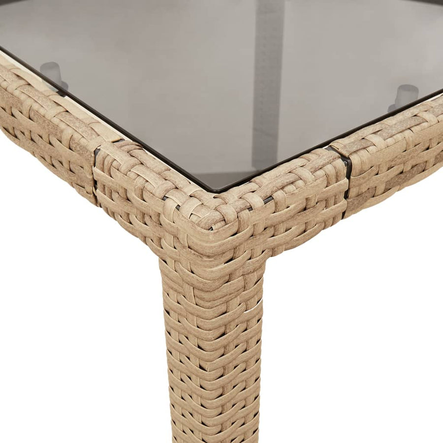11-delige Tuinset met kussens poly rattan en glas beige