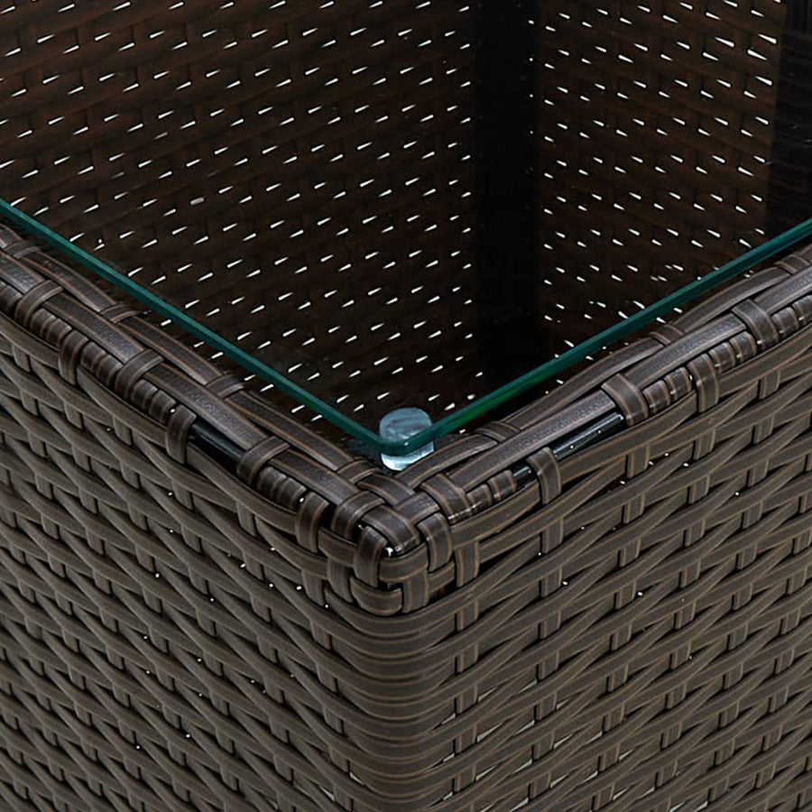 3-delige Bistroset met kussens poly rattan en glas bruin