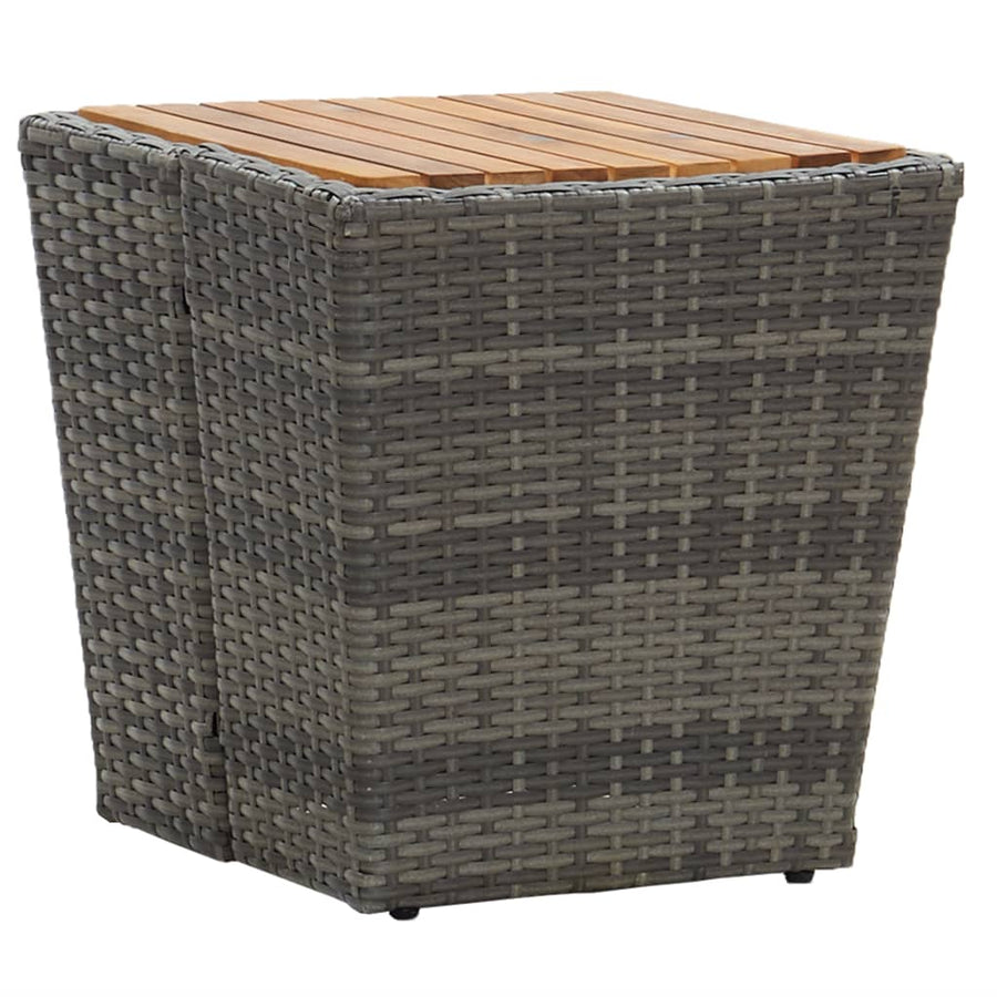 3-delige Bistroset met kussens poly rattan en glas grijs