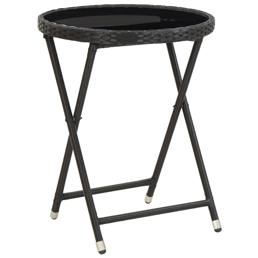 3-Delige Bistroset Met Kussens Poly Rattan En Glas Zwart en crème
