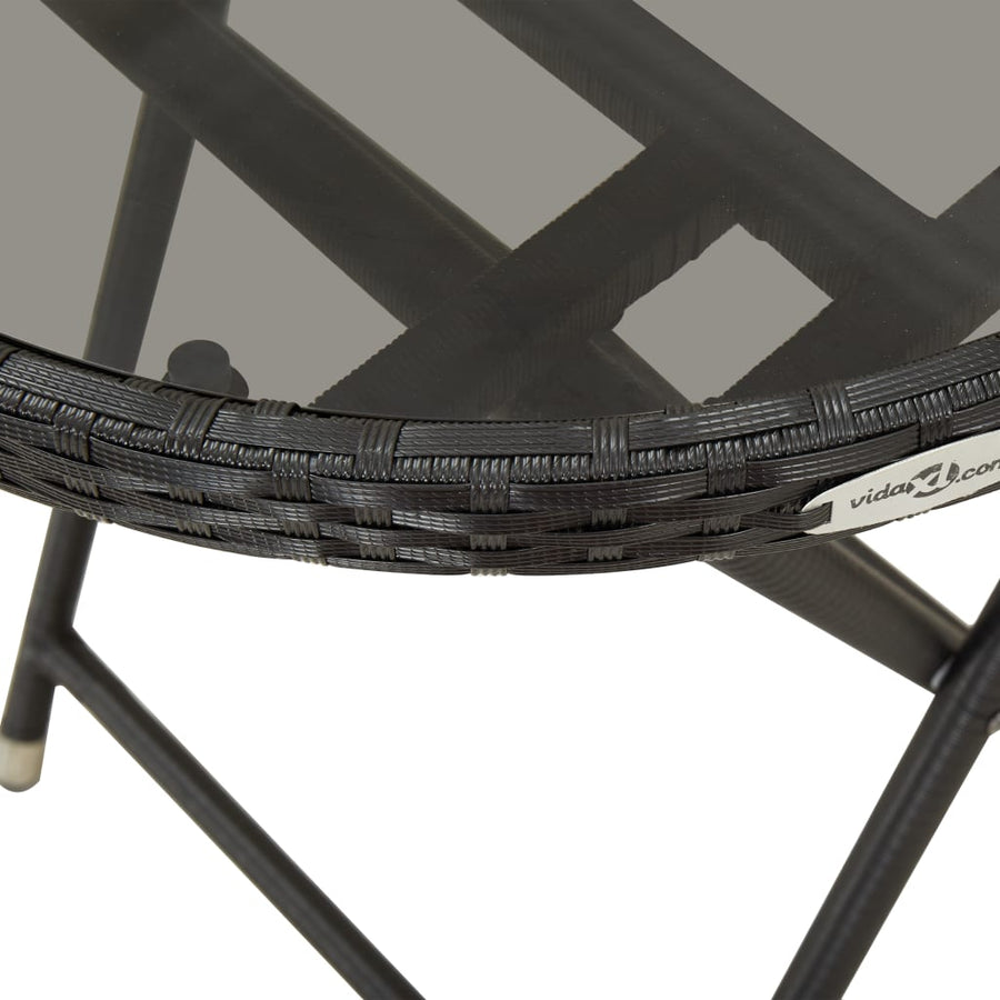 3-Delige Bistroset Met Kussens Poly Rattan En Glas Zwart en crème