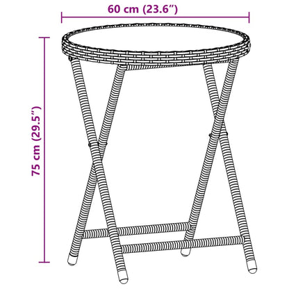 3-Delige Bistroset Met Kussens Poly Rattan En Glas Zwart en crème