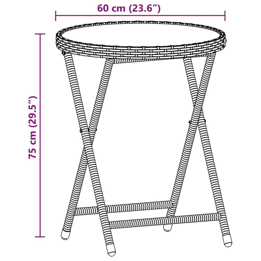 3-Delige Bistroset Met Kussens Poly Rattan En Glas Zwart en crème