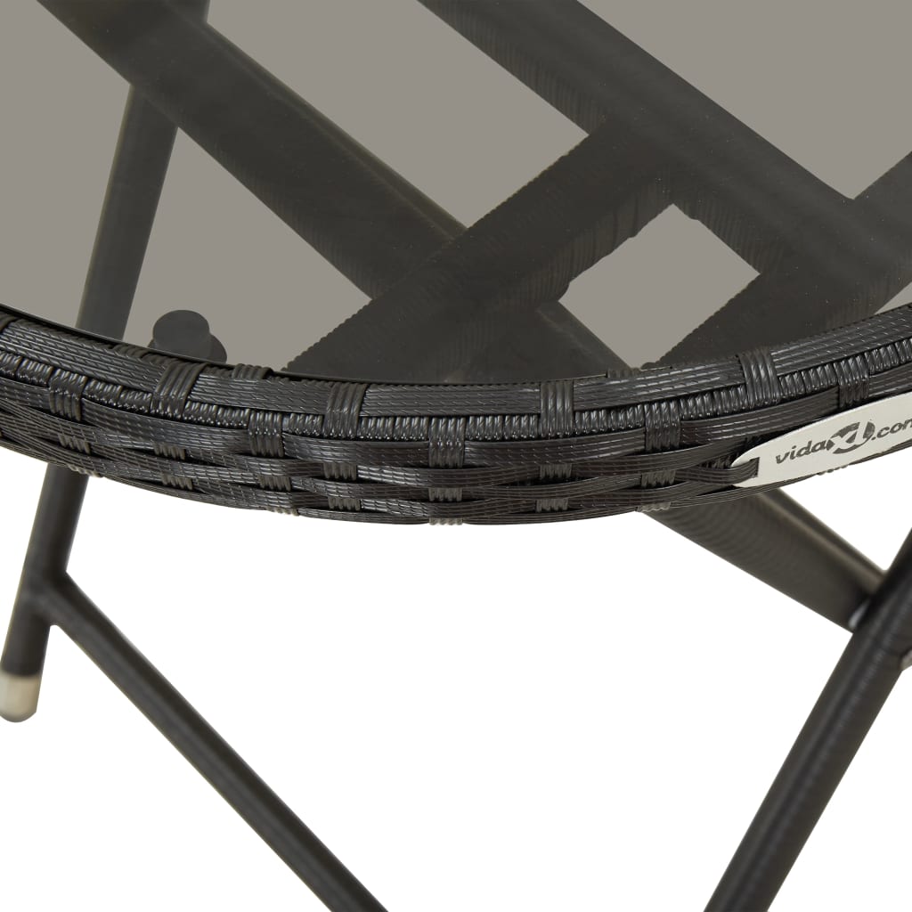 3-Delige Bistroset Met Kussens Poly Rattan En Glas Zwart