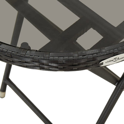 3-Delige Bistroset Met Kussens Poly Rattan En Glas Zwart