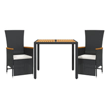 3-Delige Tuinset Met Kussens Poly Rattan Zwart