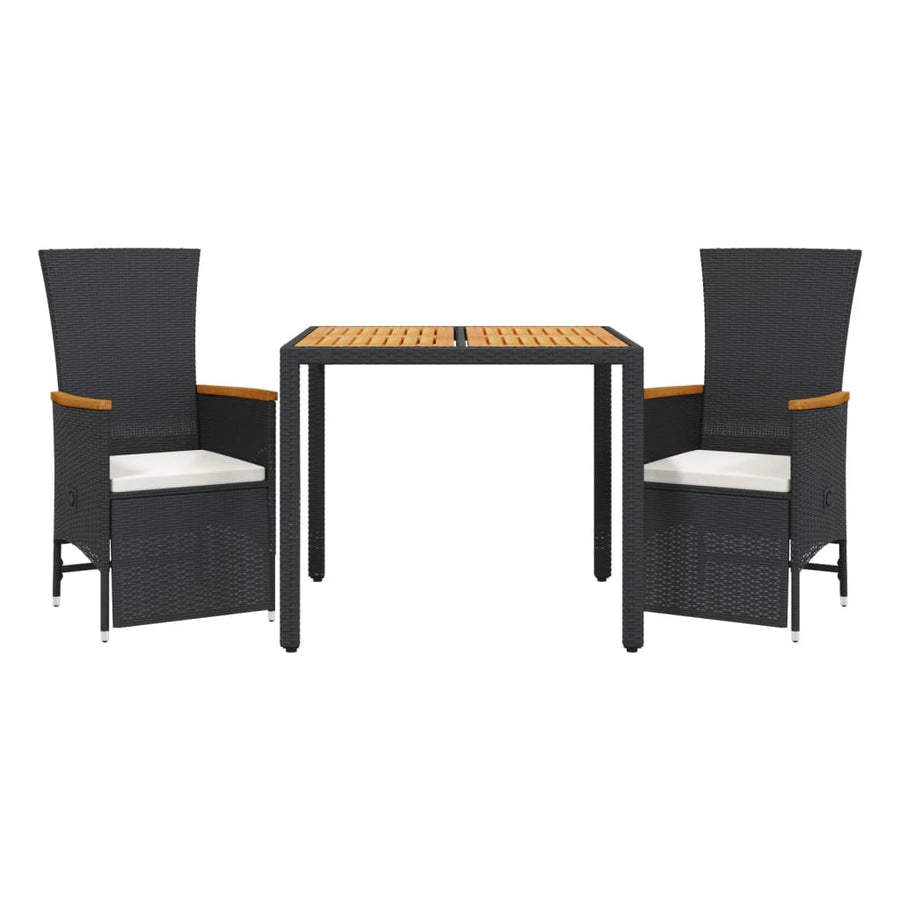 3-Delige Tuinset Met Kussens Poly Rattan Zwart