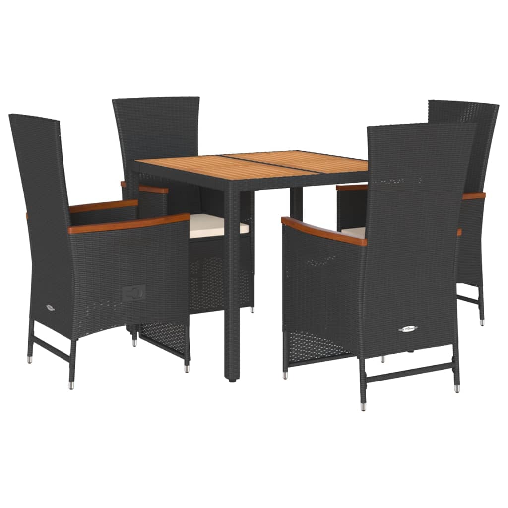 5-Delige Tuinset Met Kussens Poly Rattan Zwart