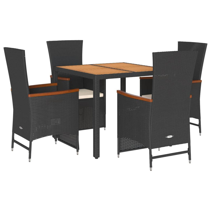 5-Delige Tuinset Met Kussens Poly Rattan Zwart