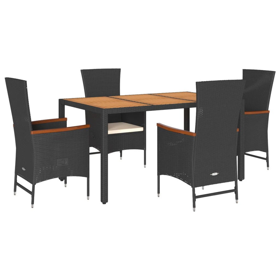 5-Delige Tuinset Met Kussens Poly Rattan Zwart