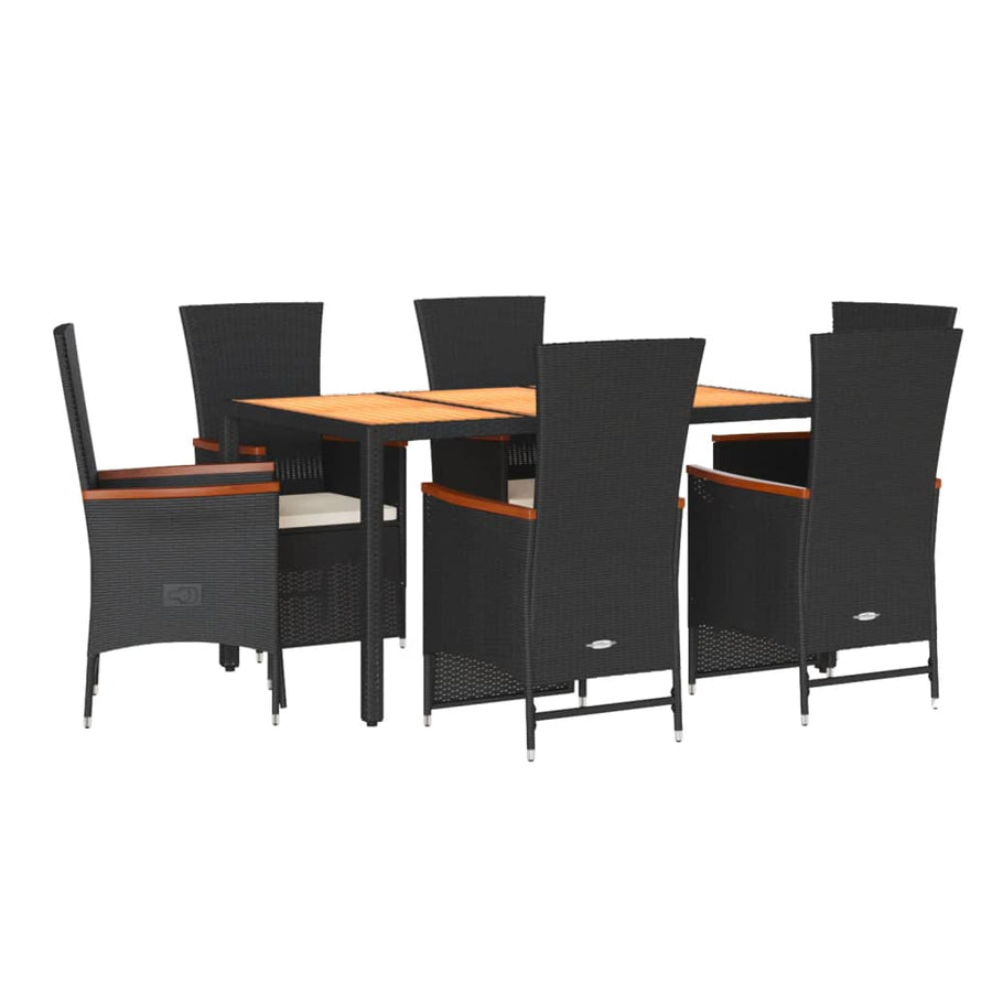 7-Delige Tuinset Met Kussens Poly Rattan Zwart