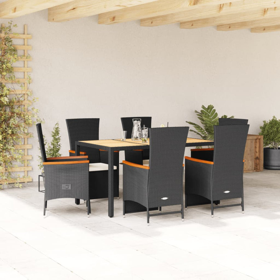 7-Delige Tuinset Met Kussens Poly Rattan Zwart