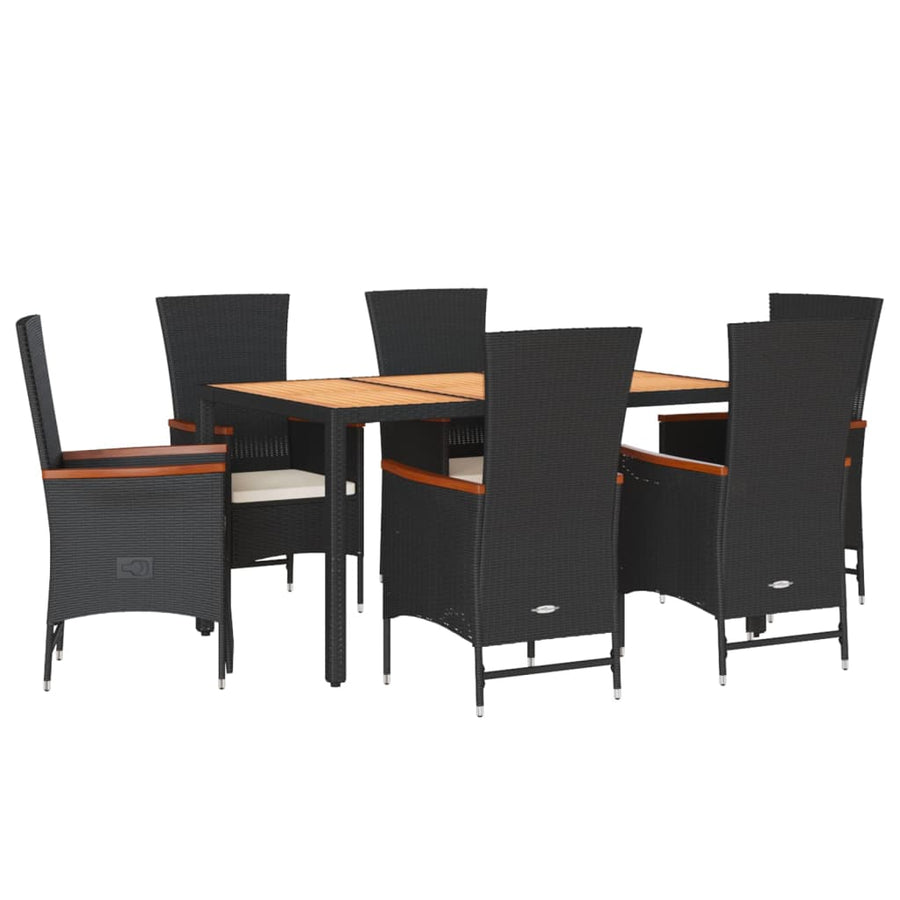 7-Delige Tuinset Met Kussens Poly Rattan Zwart
