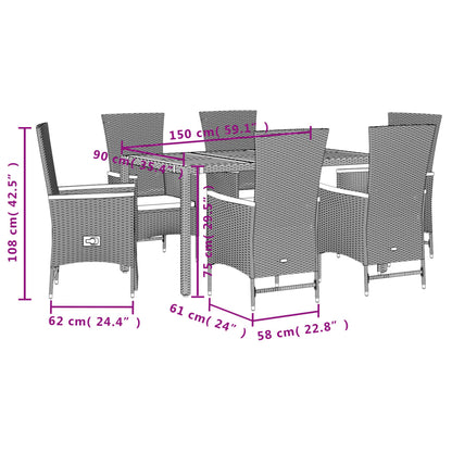 7-Delige Tuinset Met Kussens Poly Rattan Zwart