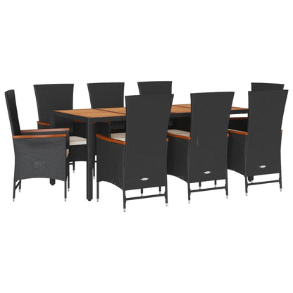 9-delige Tuinset poly rattan zwart