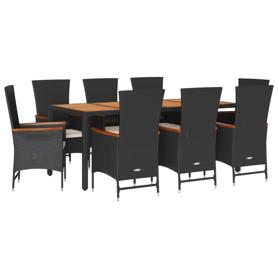9-delige Tuinset poly rattan zwart