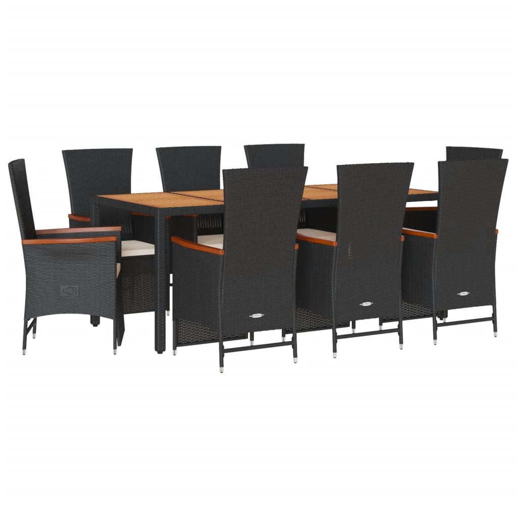 9-delige Tuinset poly rattan zwart