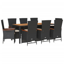 9-delige Tuinset poly rattan zwart