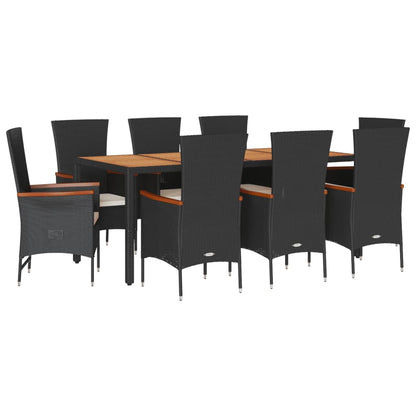 9-Delige Tuinset Poly Rattan Zwart 8 190 cm tafellengte