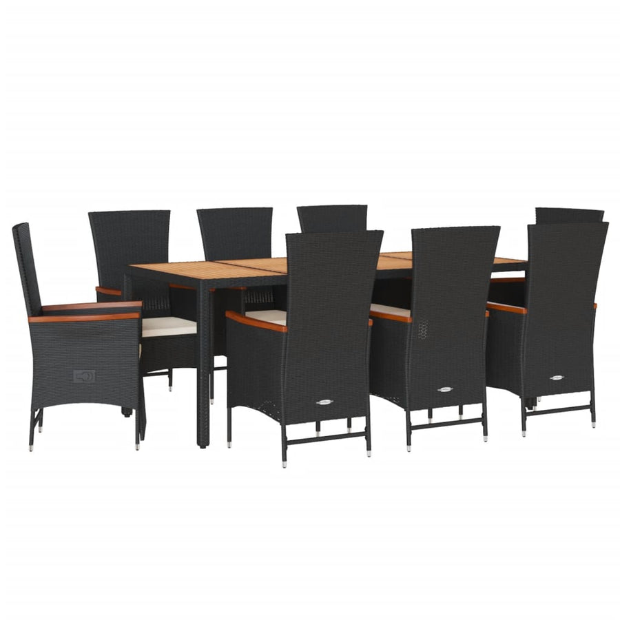 9-delige Tuinset poly rattan zwart