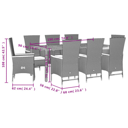 9-delige Tuinset poly rattan zwart