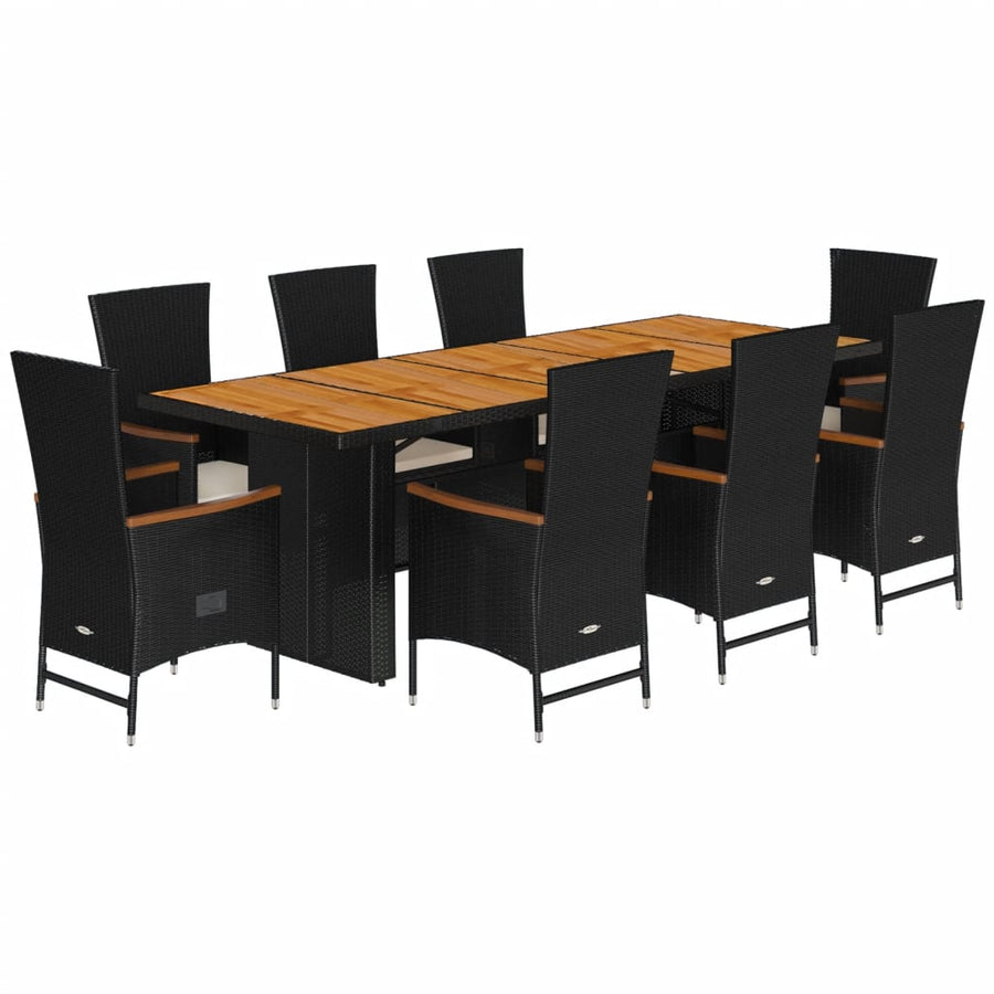 9-Delige Tuinset Poly Rattan Zwart 8