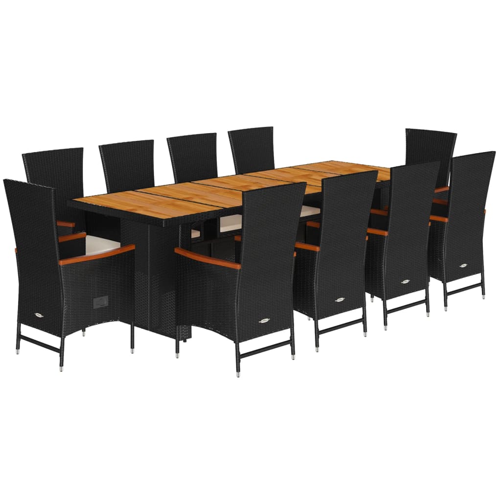 11-Delige Tuinset Met Kussens Poly Rattan Zwart 10