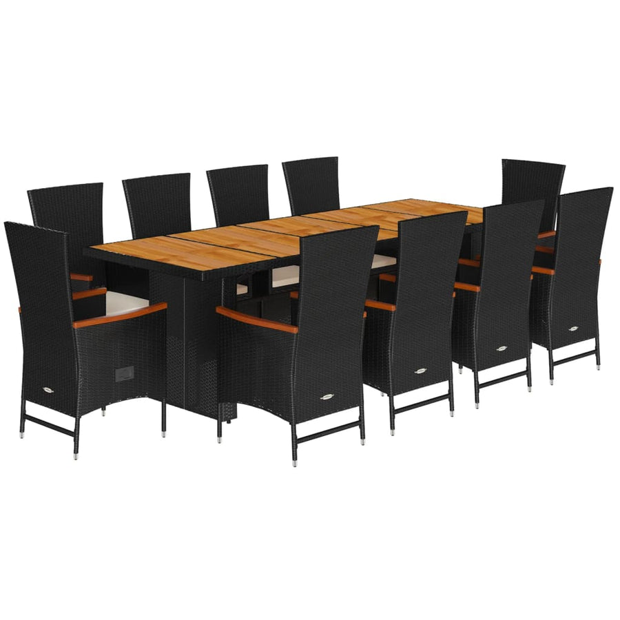 11-Delige Tuinset Met Kussens Poly Rattan Zwart 10
