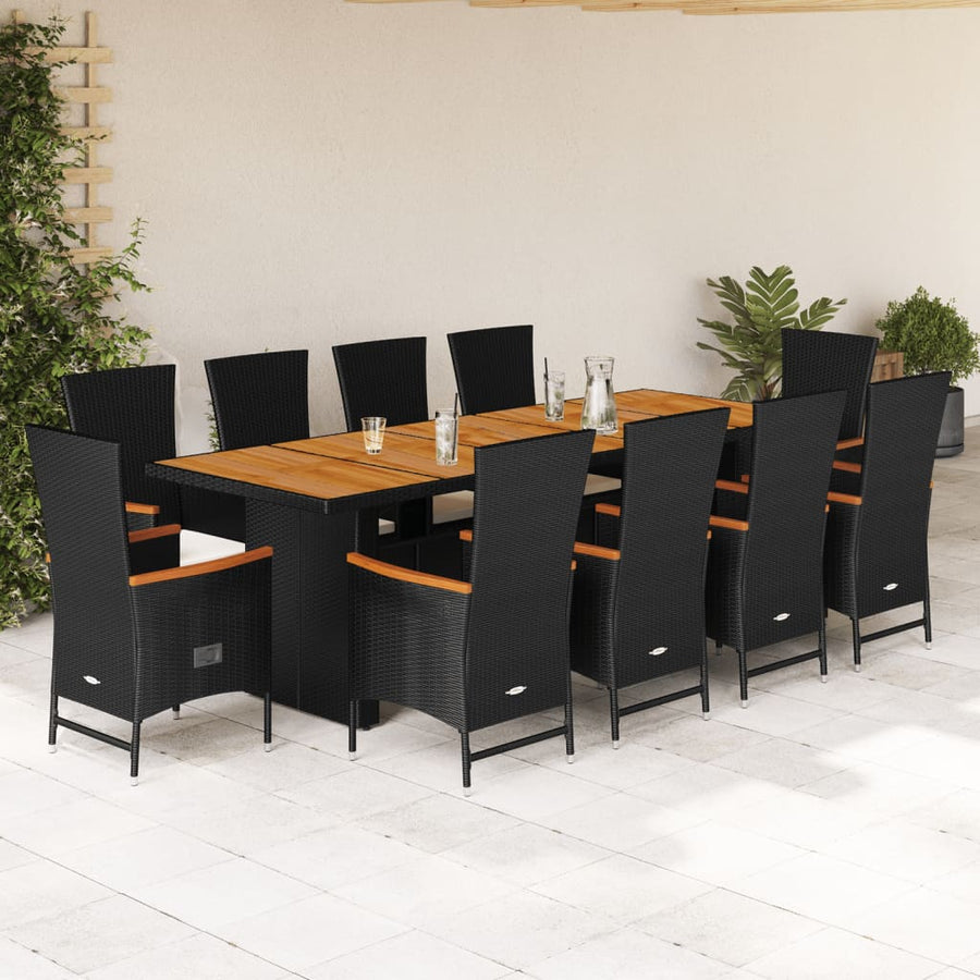 11-Delige Tuinset Met Kussens Poly Rattan Zwart 10