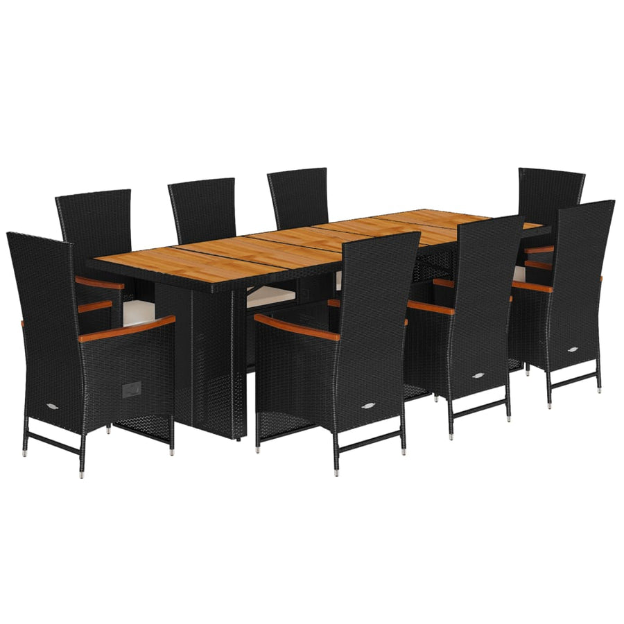 9-Delige Tuinset Poly Rattan Zwart 8