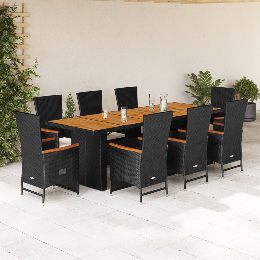 9-Delige Tuinset Poly Rattan Zwart 8