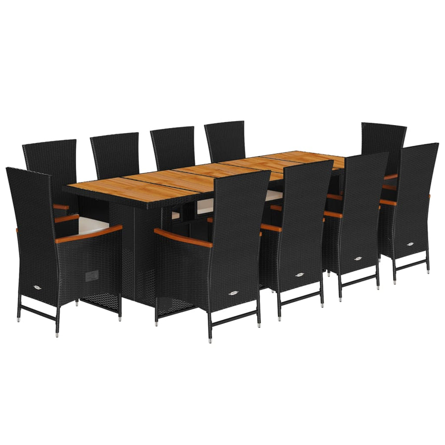 11-Delige Tuinset Met Kussens Poly Rattan Zwart 10