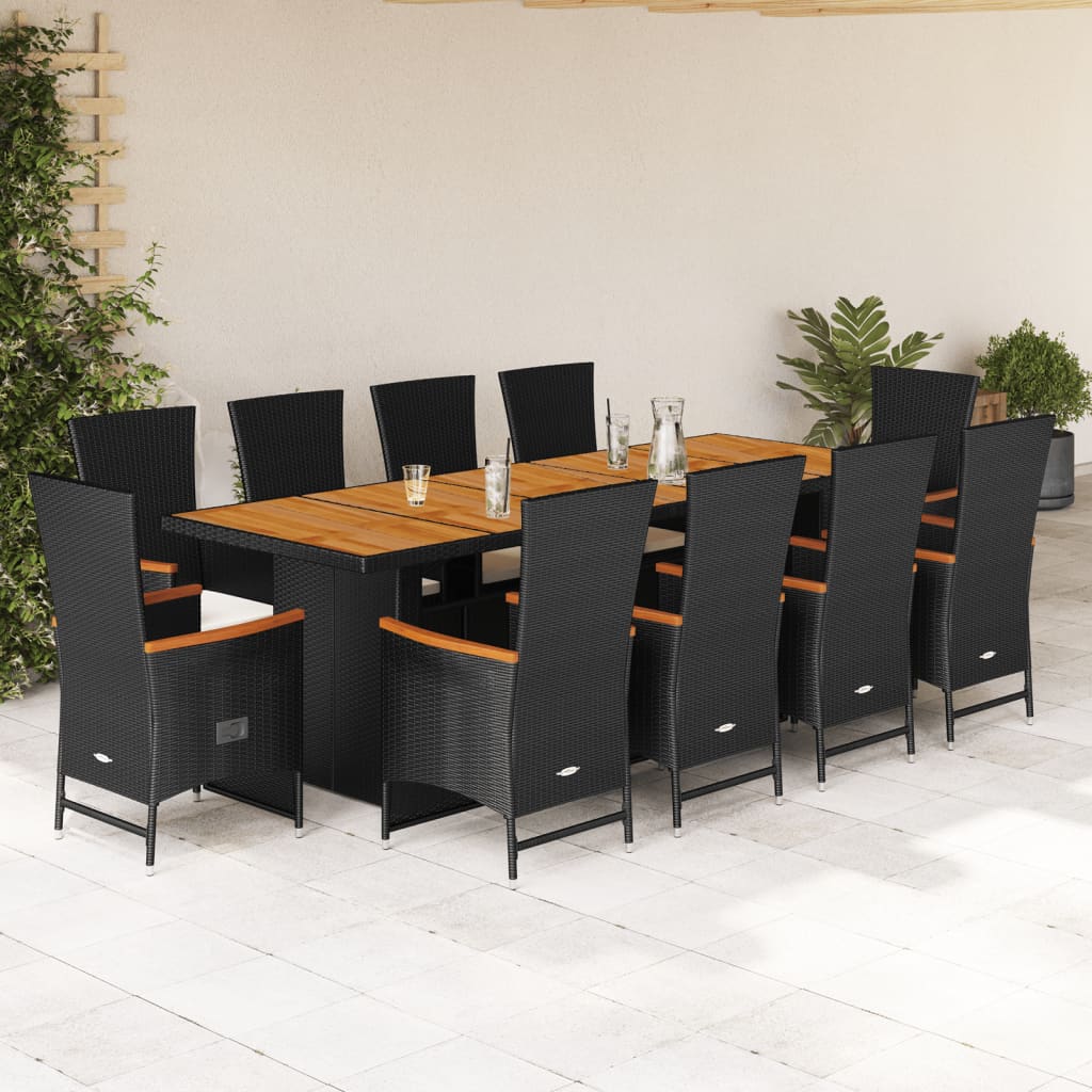 11-Delige Tuinset Met Kussens Poly Rattan Zwart 10