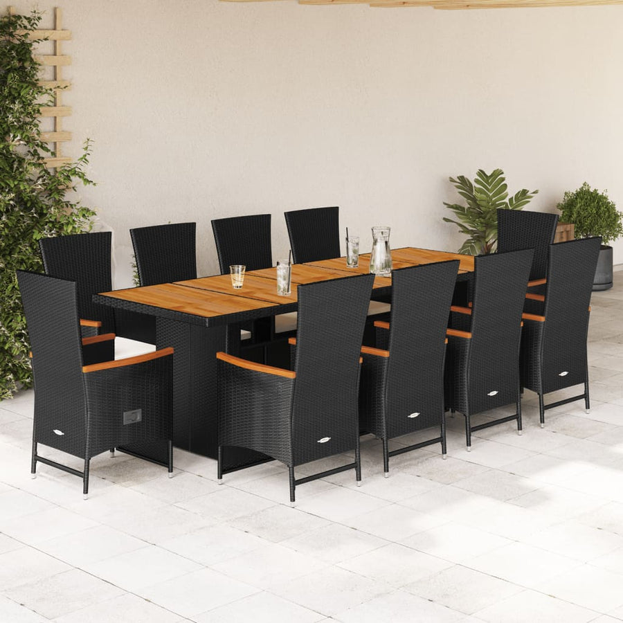 11-Delige Tuinset Met Kussens Poly Rattan Zwart 10