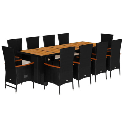11-Delige Tuinset Met Kussens Poly Rattan Zwart 10